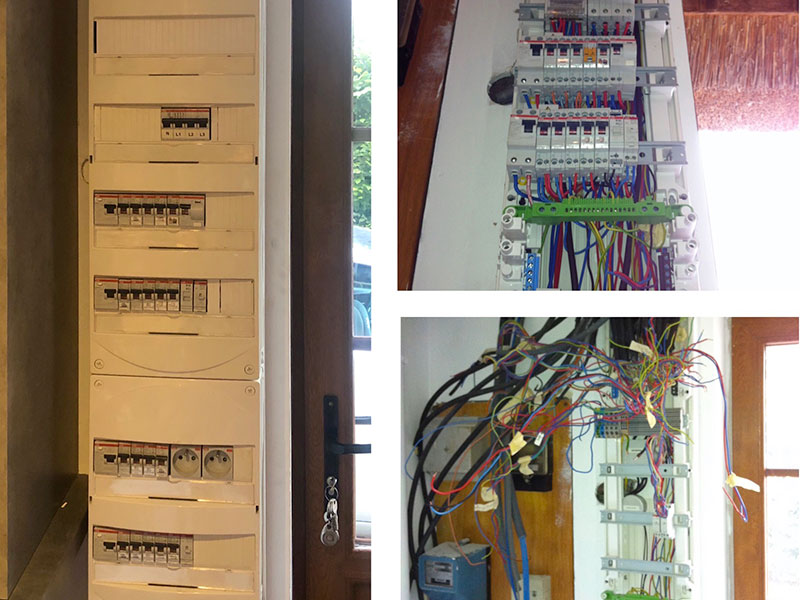 Travaux électriques par un électricien : armoire de répartition électrique
